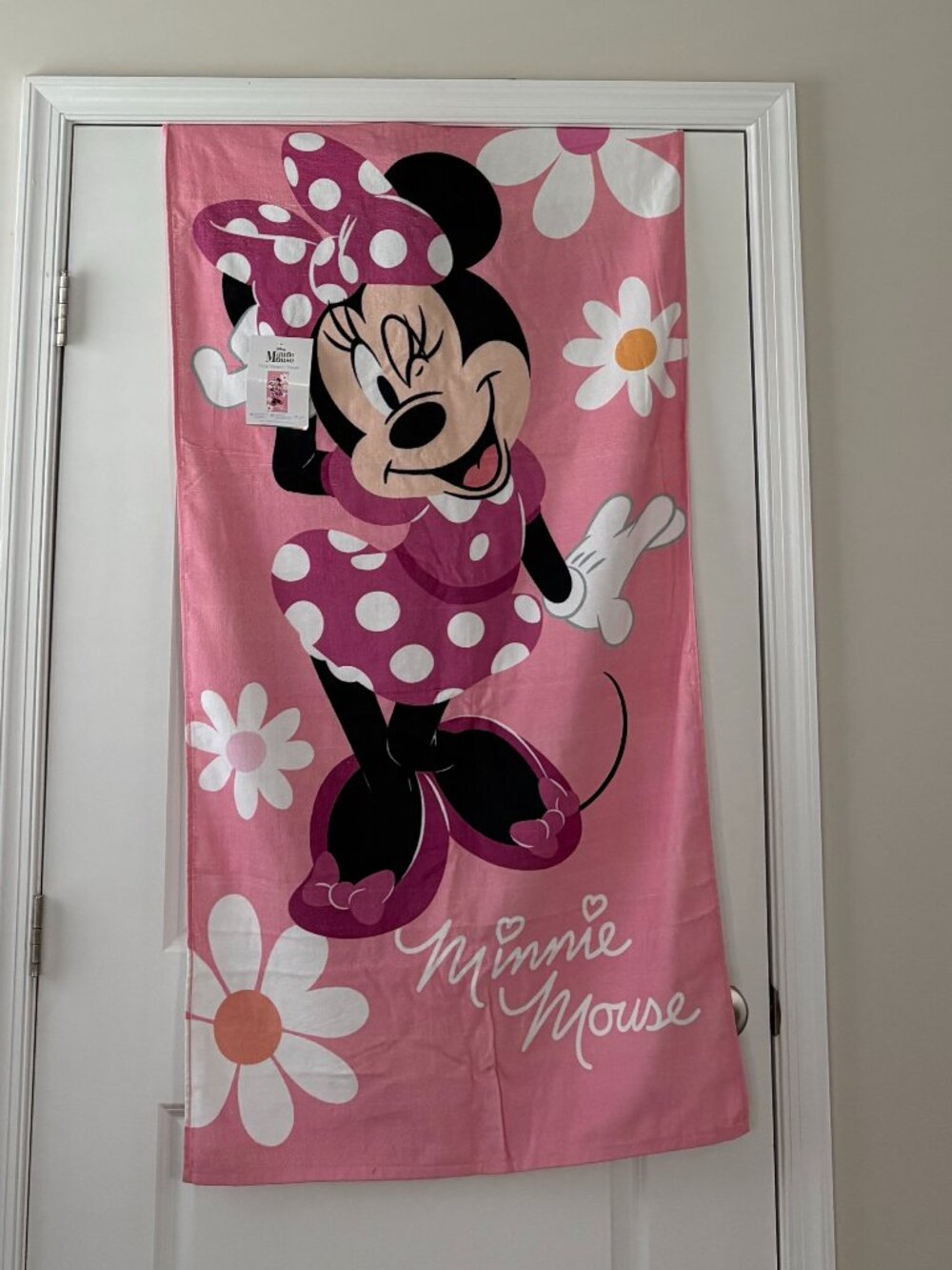 Disney Minnie Mouse Kids Floral Pink Character 28”x 58” Beach Towel